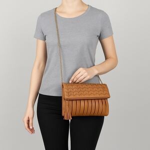 Urban Expressions Vegan Leather Nubuck Brown Courtney Clutch